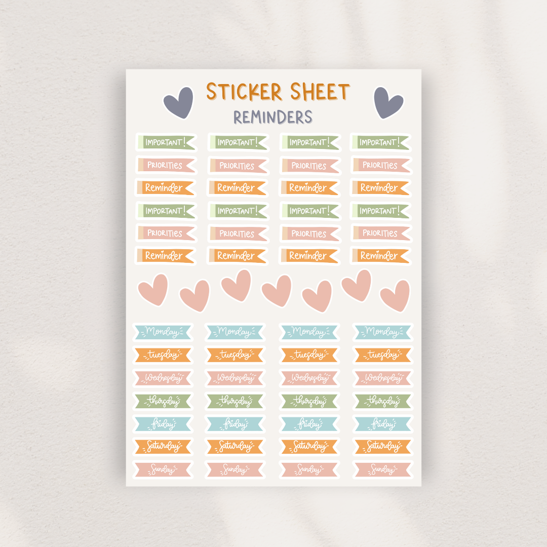 Reminders Sticker Sheet