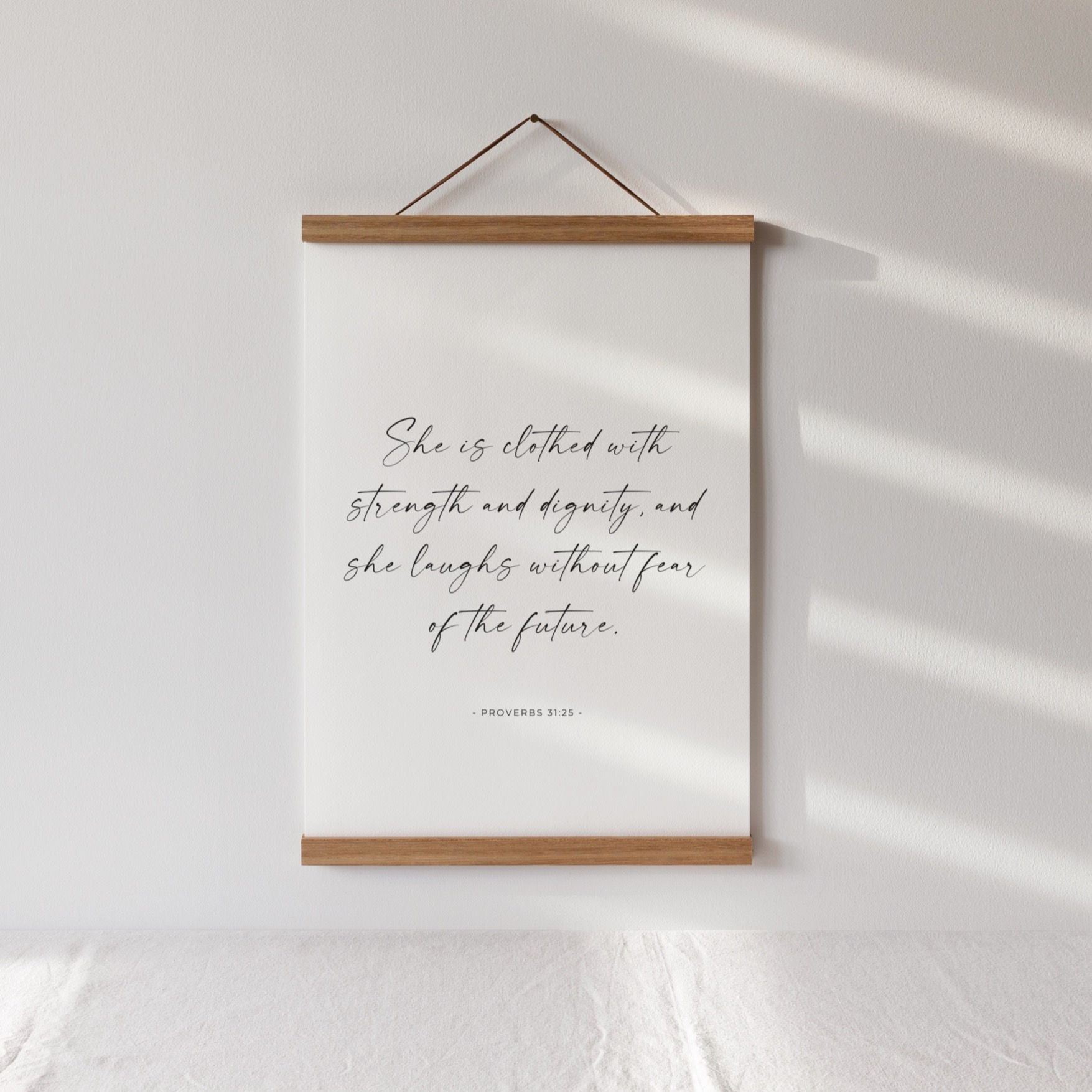 She Is Clothed With Strength & Dignity Fabric Hanging Art