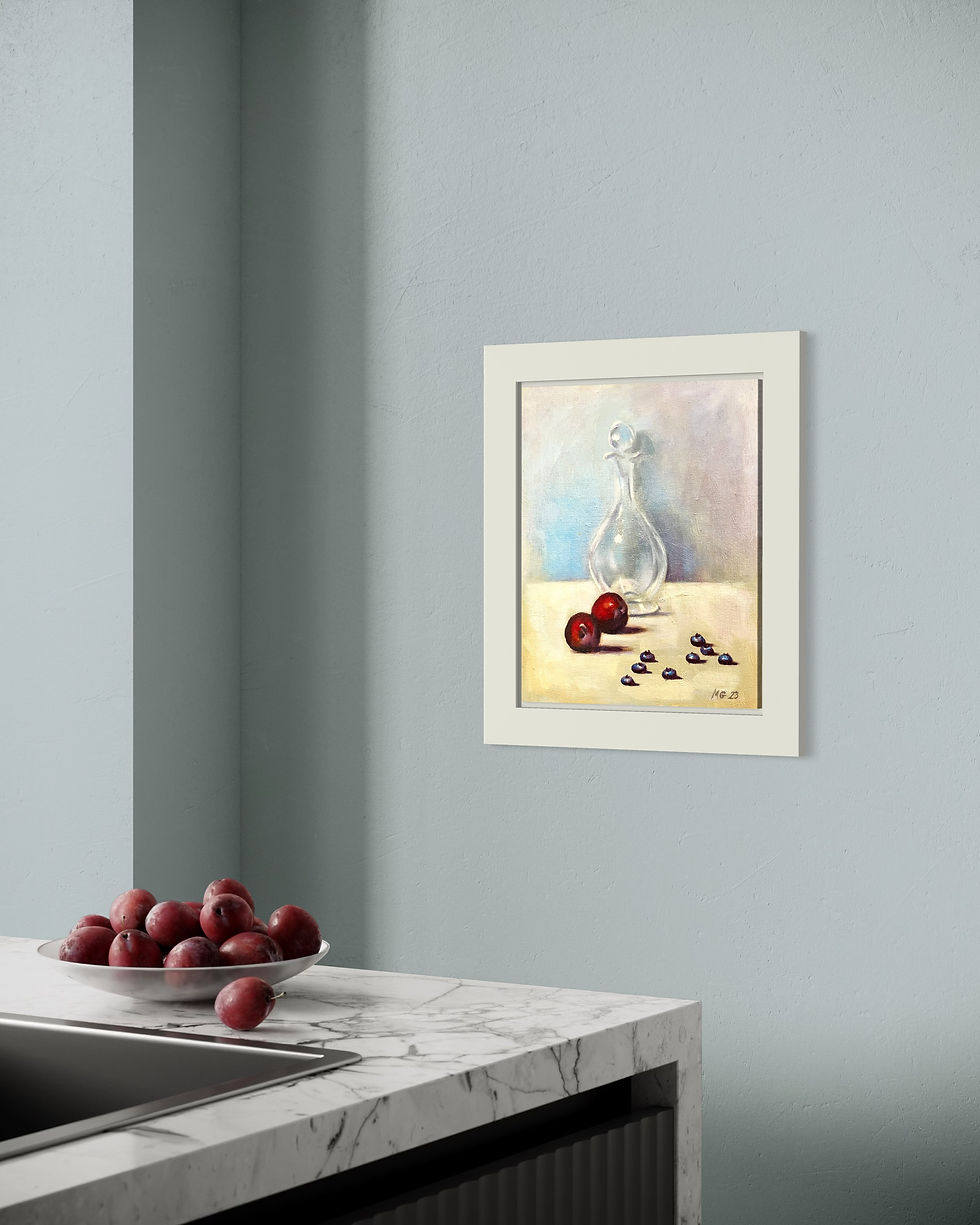 Thumbnail: 'Glass Decanter with Plums and Blueberries'