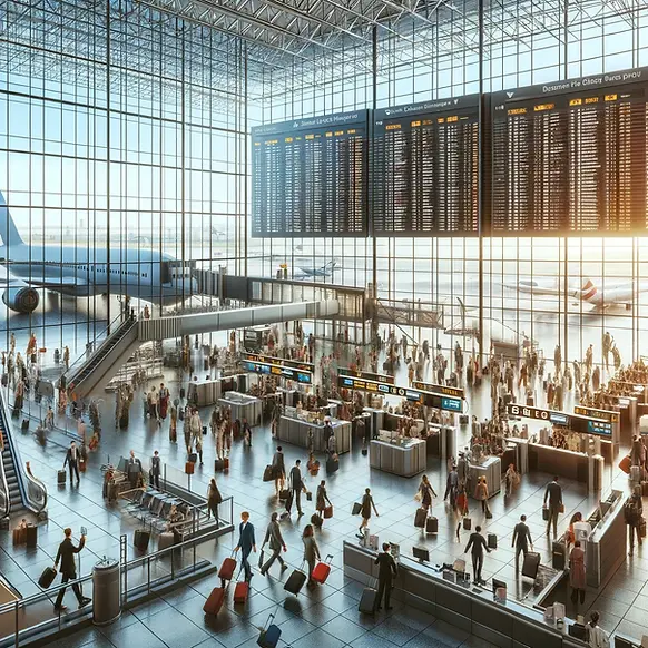 DALL·E 2024-02-07 16.18.07 - Create a highly realistic image of a busy airport terminal. T
