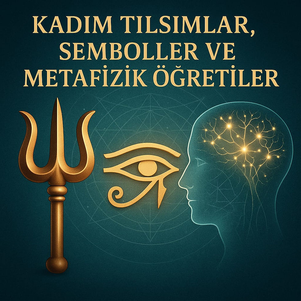 Kadim tılsımlar ve metafizik semboller, Kadim Rehberlik’in enerji dengeleme ve spiritüel farkındalık yaklaşımını simgeler.