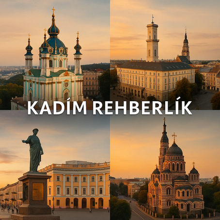 Ukrayna’nın önemli şehirlerini kolaj halinde gösteren ve Kadim Rehberlik’in Ukrayna’da spiritüel rehberlik yaklaşımını yansıtan kapak görseli. Обкладинкове зображення у форматі колажу, що показує важливі міста України та духовне наставництво Kadim Rehberlik в Україні.