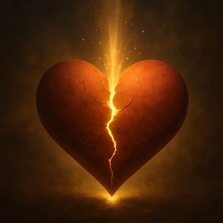 Kalp kırıklıklarını onarma, içsel sevgi ve ruhsal dengeyi yeniden kazanmayı anlatan enerji şifası temalı görsel.