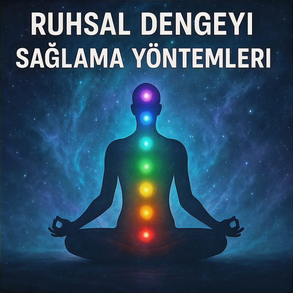 Ruhsal denge ve iç huzur için enerji merkezlerini dengeleme yöntemlerini anlatan görsel