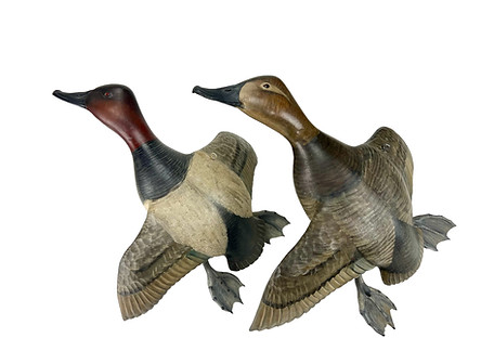 Flying Canvasback Pair - Mike Borrett - American Sporting Auctions