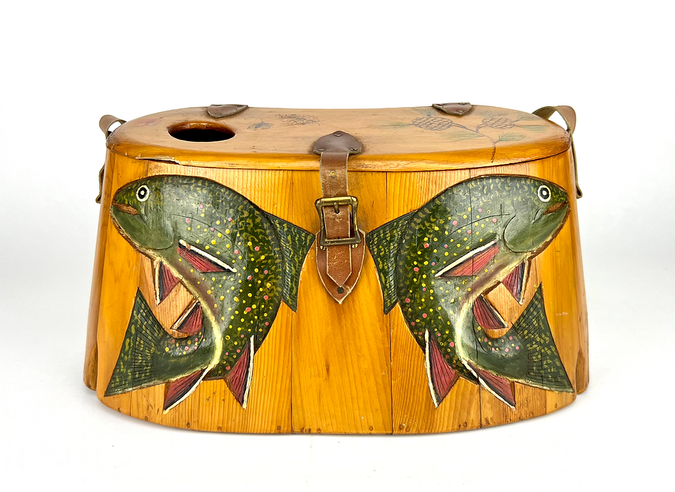 Leaping Brook Trout Creel - Emile Robichaud - Trout Fishing Art - A&M Decoys & Folk Art