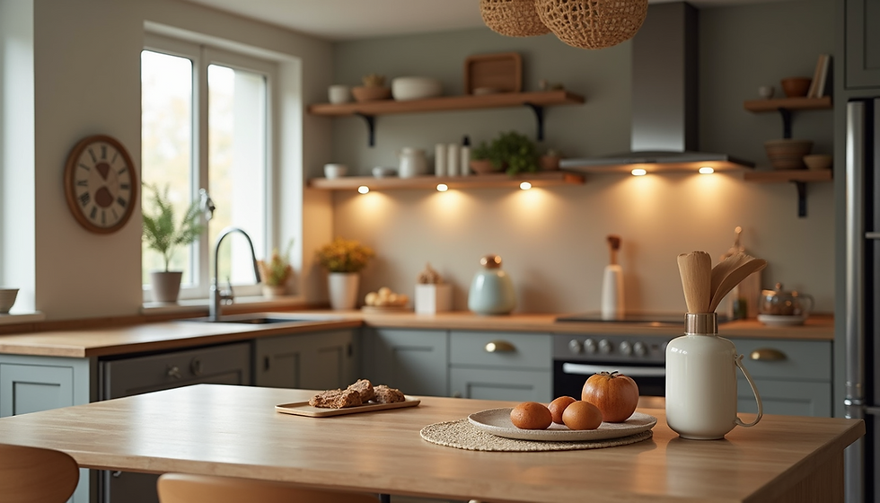 High angle view of a cozy modern kitchen