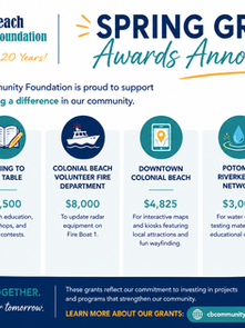 Colonial Beach Community Foundation Spring Grant Awards Announced