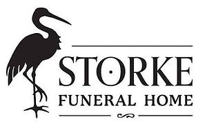 Storke Funeral Home logo with a silhouette of a stork