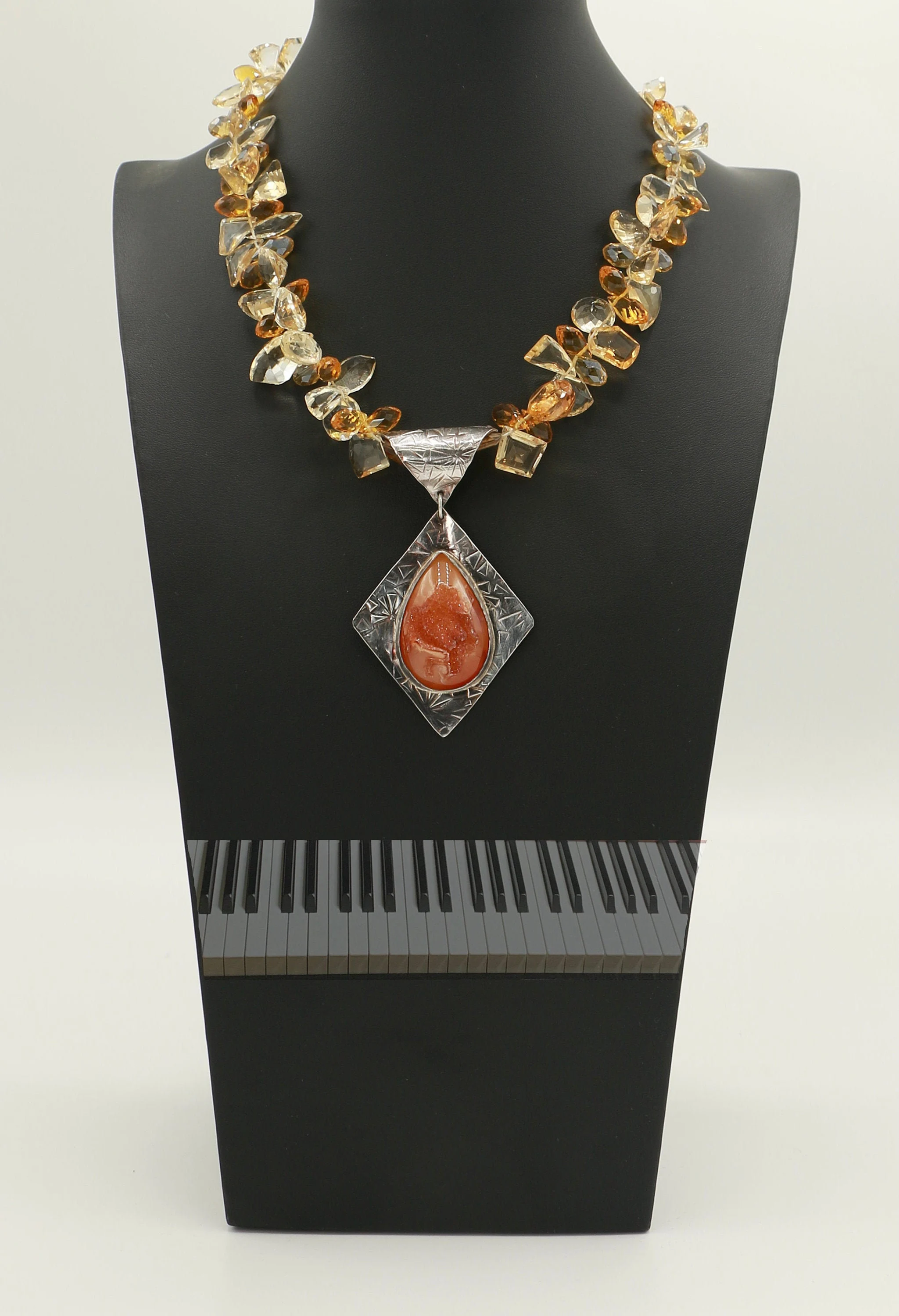 DREAMY Druzy Dripping in Citrine Gemstone Pendant Necklace