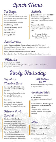 Our Menu | Orleans Bistro