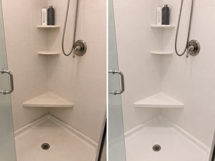 Before and after: dirty shower to sparkling clean
