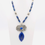 Thumbnail: Victorian Sterling Lapis Pendant Herkimer Diamond/Lapis Beaded Necklace