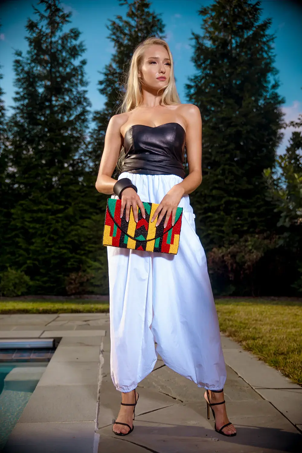 Black Chunky Geometric Wood Bangle