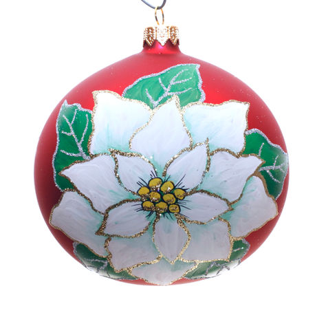 716 - White Poinsettia on Red from the Thomas Glenn High Design Collection