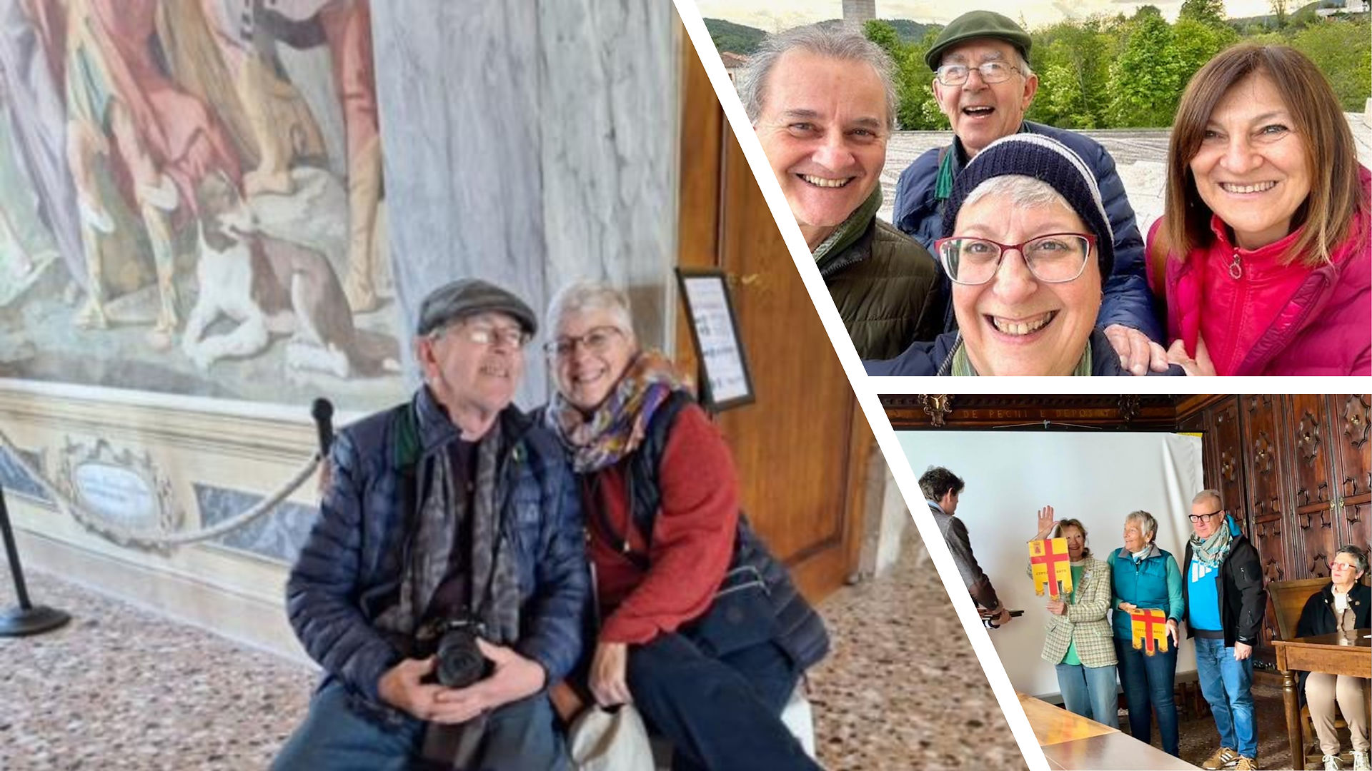 Collage of smiling older adults enjoying social gatherings and events.