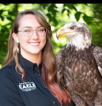 Andrea M with Bald Eagle and prairie fal