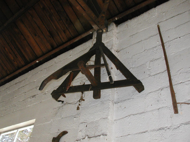 Harrow, Circa early 1800's. Small garden harrow. All wood. A harrow was used to break-up and smooth the soil.