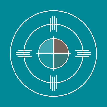 Circular target icon with four directional line markings