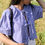 Miniature : Chemise vichy bleue et violette manches courtes