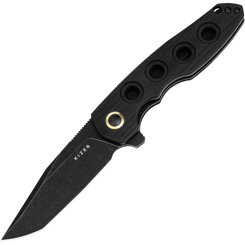 Kizer V4568A1 Z-82 Black Stonewash Nitro V Tanto Linerlock Knife Black G10 Handl