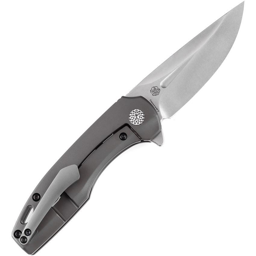 Thumbnail: Kansept 2065A2 Cassowary Stonewashed Framelock Knife Gray Handles