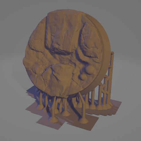 Miniature : Un bouclier sculpté en bronze avec détails complexes et PROXY THOUSAND SONS CHAOS DREADNOUGHT.
