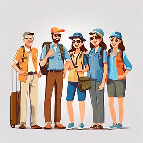 TOURISTS AND TOUR LEADER READY FOR TOUR WHITE BACKGROUND.jpg