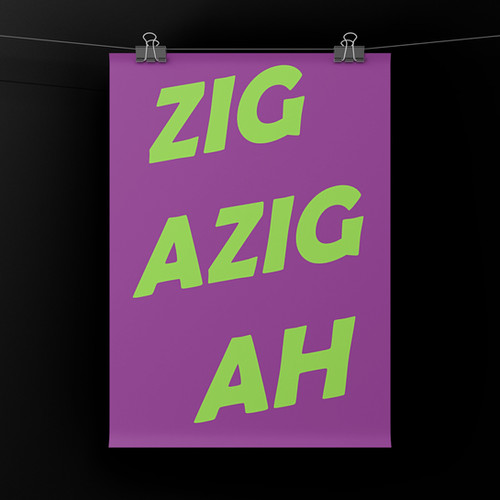 Zig A Zig Ah word art print Jazzy Kestrel
