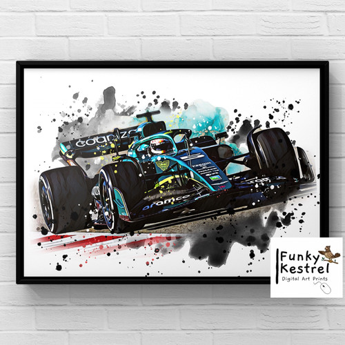 Sebastian Vettel F1 Racing Car wall art print | Funky Kestrel