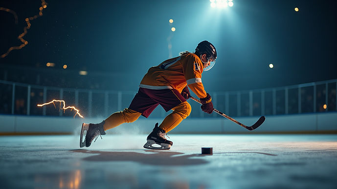 Youth hockey players with lightning graphics promoting the Aboriginal Thunder Hockey Championships