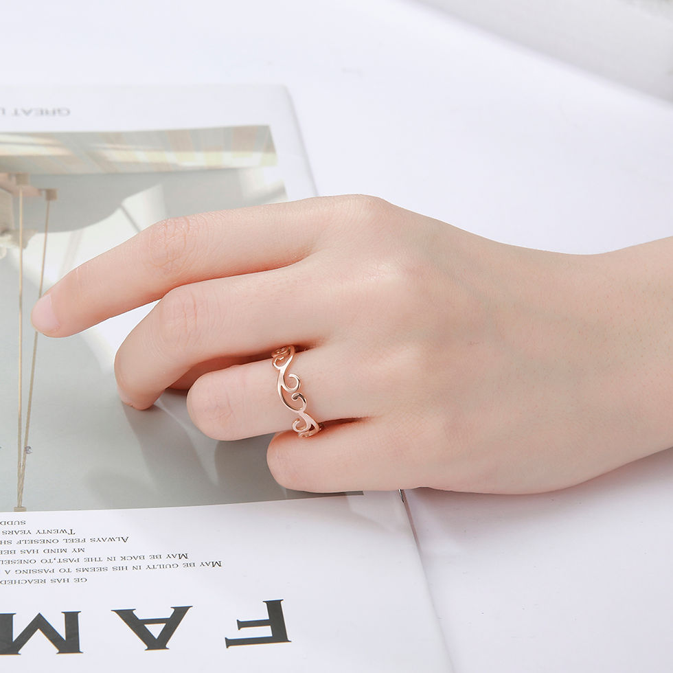 Thumbnail: Skyrim Retro Filigree Stainless Steel Ring Cutout Elegant Gold Color Finger Ring