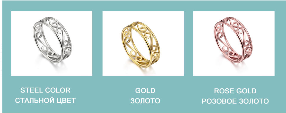Thumbnail: Skyrim Retro Filigree Stainless Steel Ring Cutout Elegant Gold Color Finger Ring