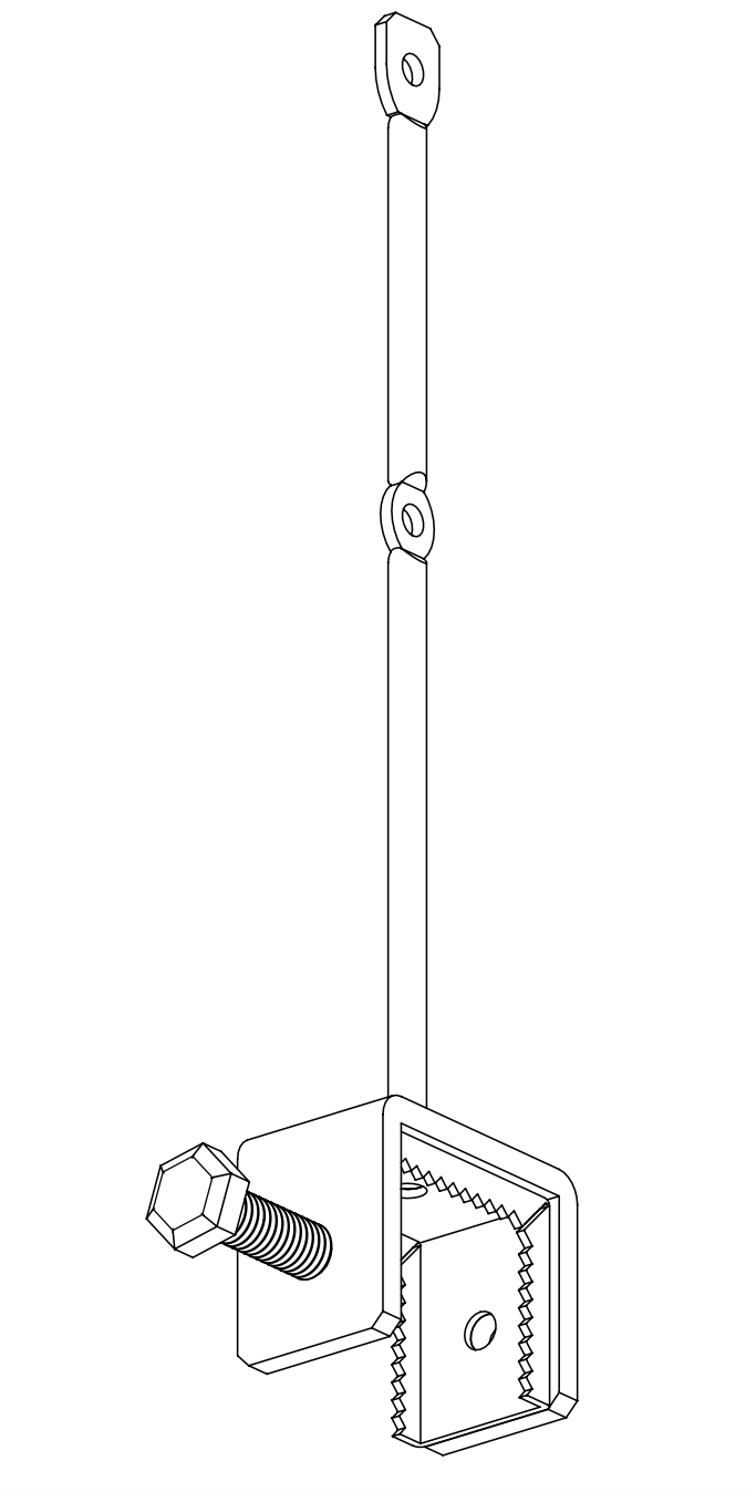 Miniatura: Morsetto per Grondaia con Palo a Doppio Foro (130x4mm)