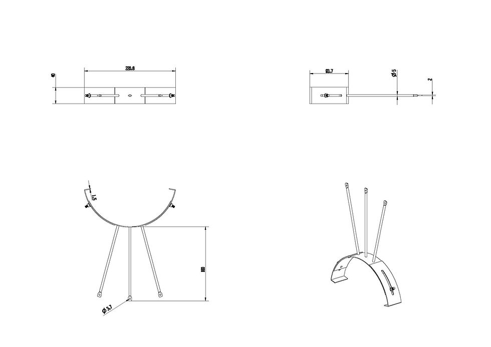 Miniature : Support de Faîtage Demi-rond 3 Piquets, avec Adaptateur