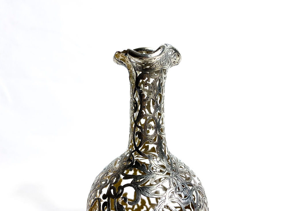 19th century Ottoman Silver Clad Glass Vase