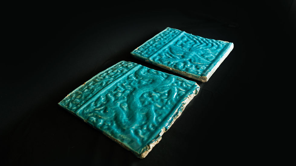 A PAIR OF KASHAN TILES