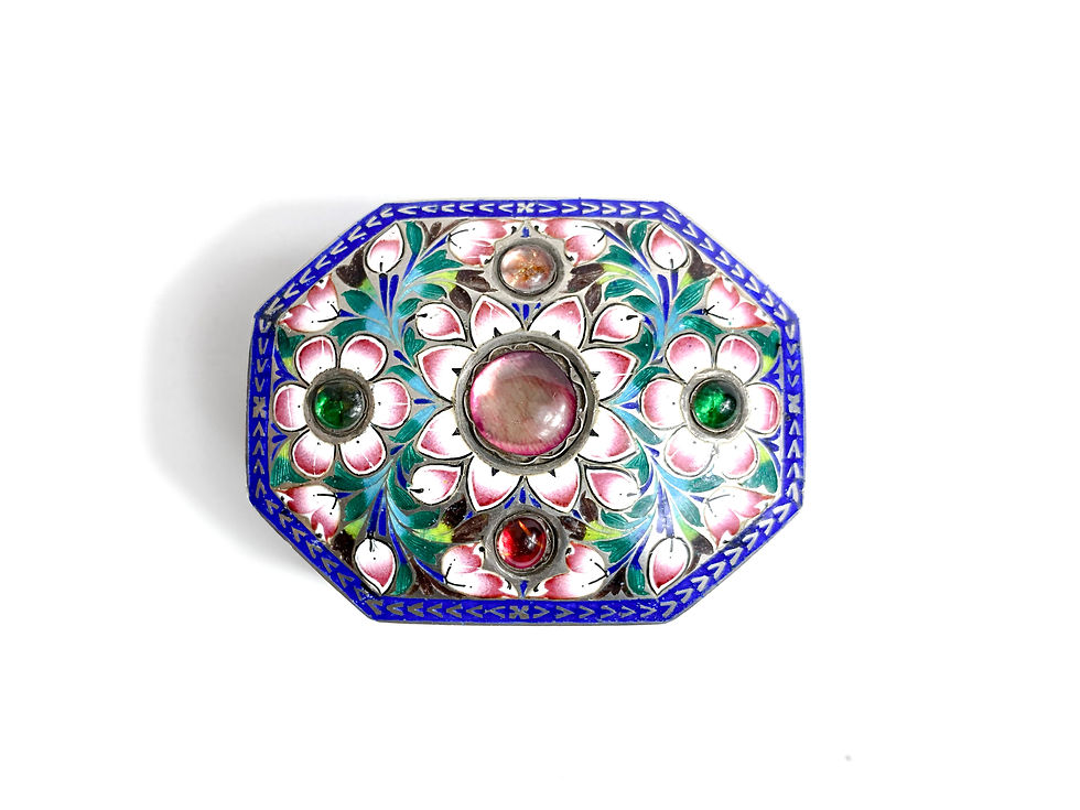 A 20th Century Silver Metal And Enamel Snuff Box