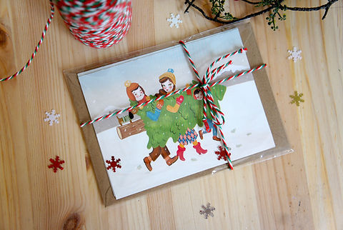 Pack of 2 Christmas Postcards by Laliblue
