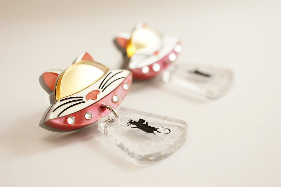 Thumbnail: Cat Themed UFO Earrings