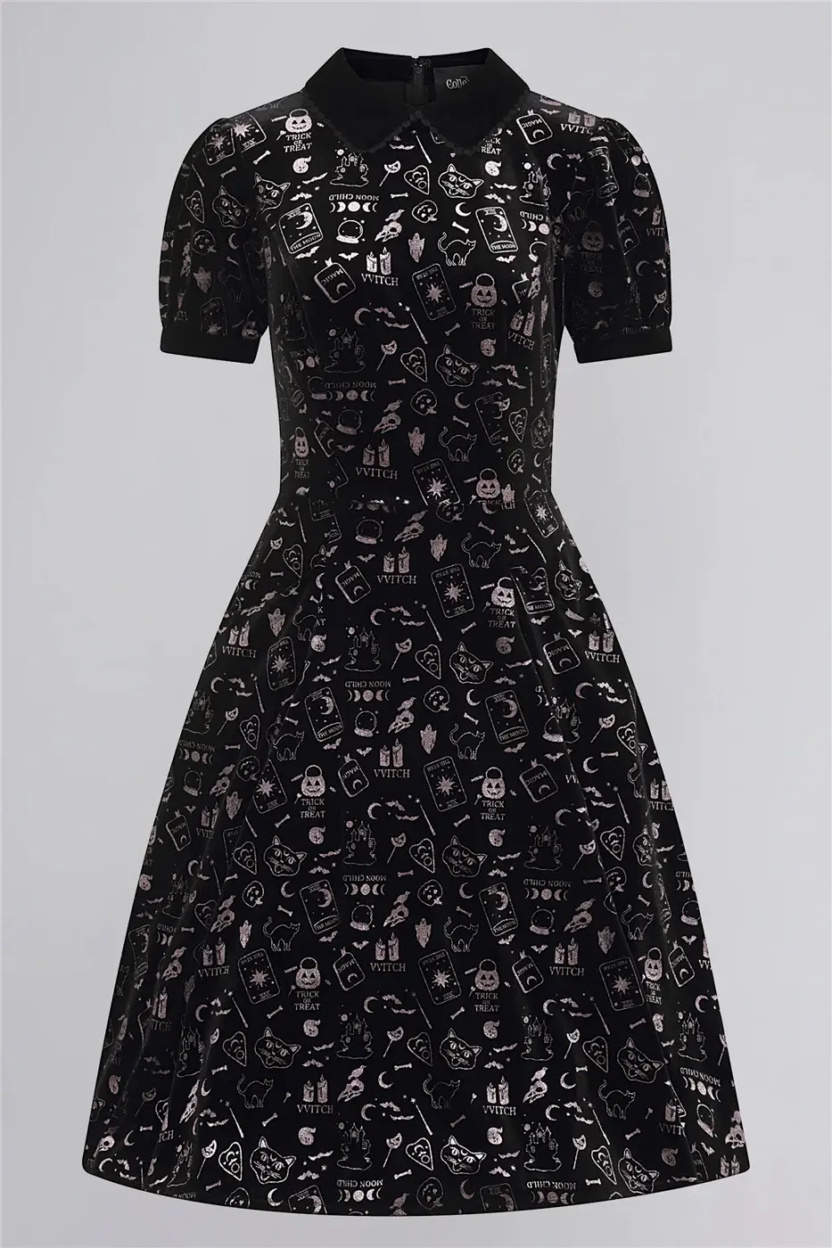 Peta Spooky Velvet Dress by Collectif (Size XS/UK 8)