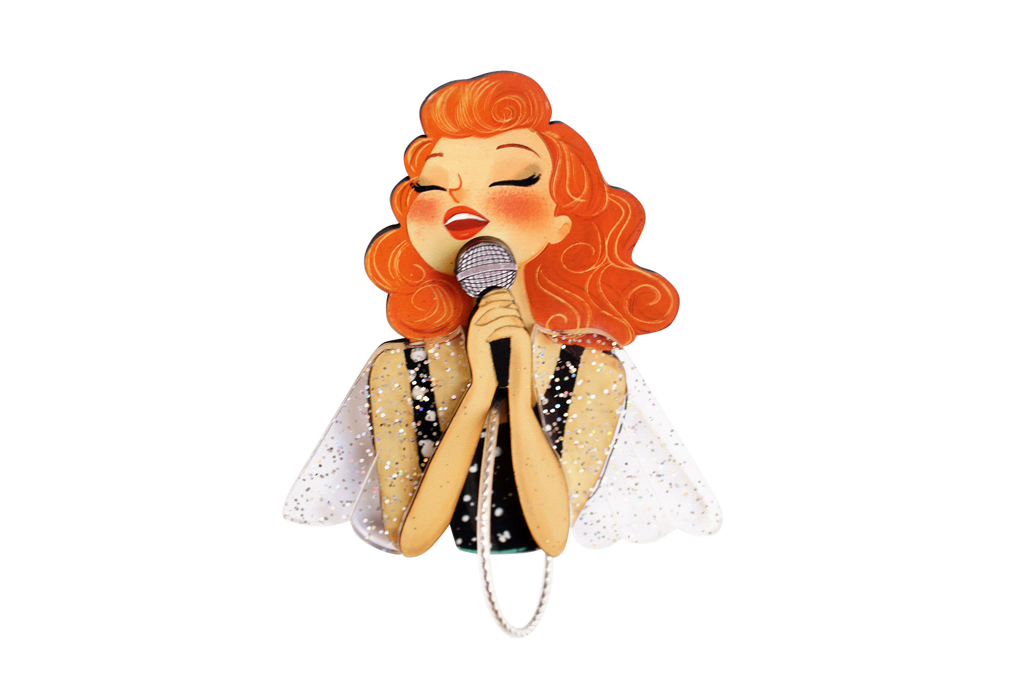 Singer with Microphone Brooch