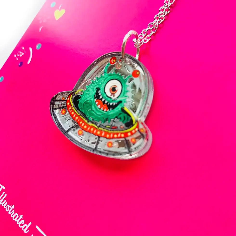 Thumbnail: Crazy Alien Pendant Necklace