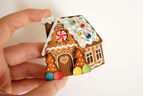 Thumbnail: Gingerbread House Brooch by Laliblue