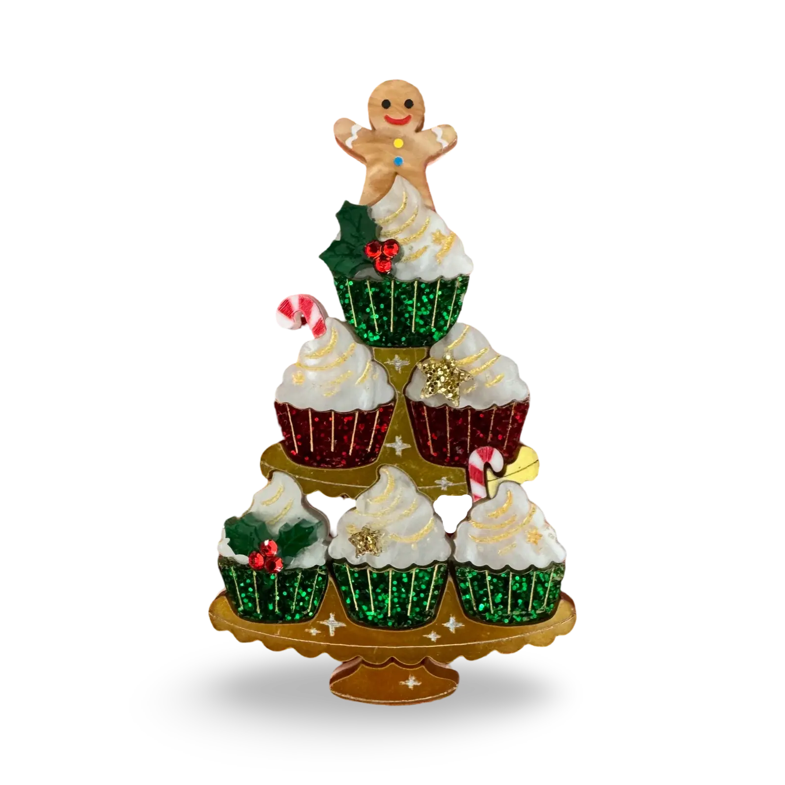 Cupcake Christmas Tree Brooch by Wintersheart