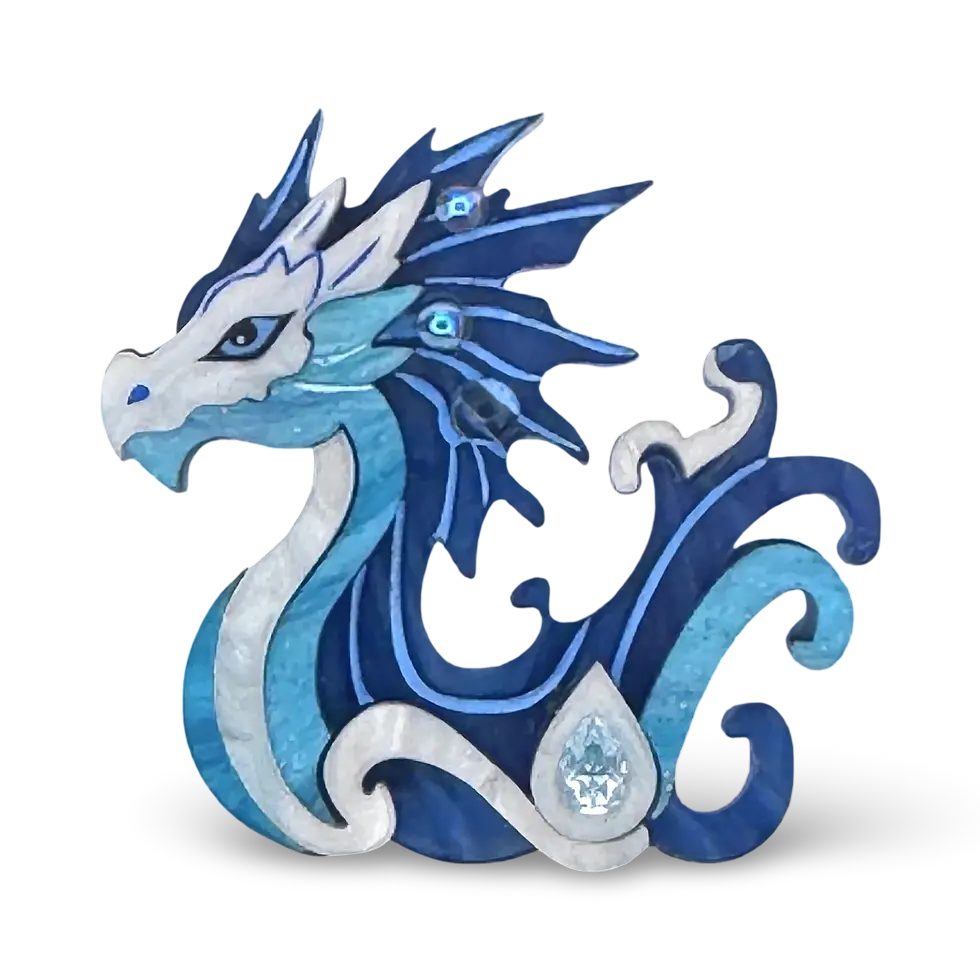 Thumbnail: Water Dragon Guardian - Sea Blue Pear Moissanite Brooch