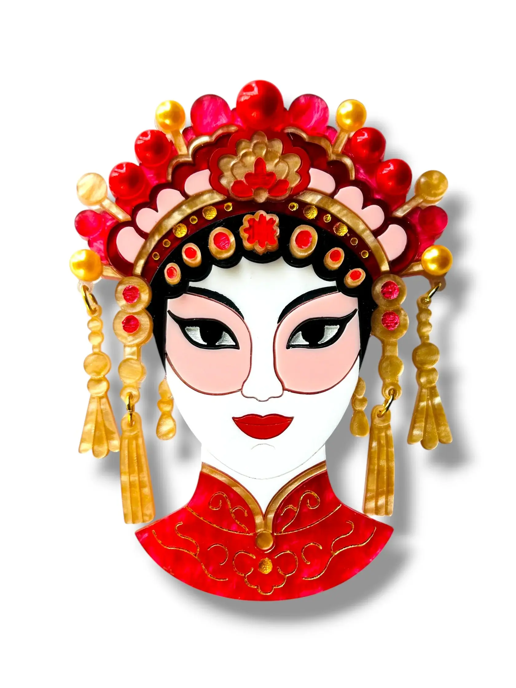 Red Theatre Mask Brooch