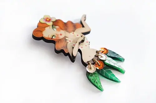 Thumbnail: Redhead Hula Girl Brooch by Laliblue