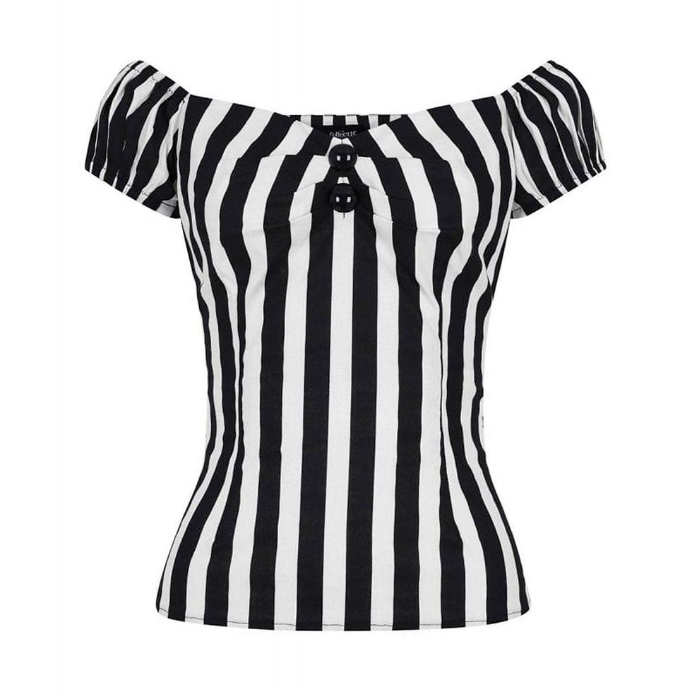 Dolores Black and White Halloween Top by Collectif (Size 8)