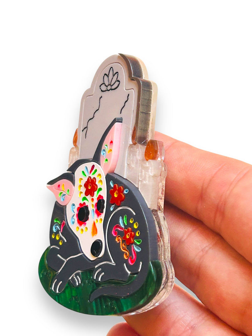 Thumbnail: Mexican Xolo Dog with Tombstone Brooch 